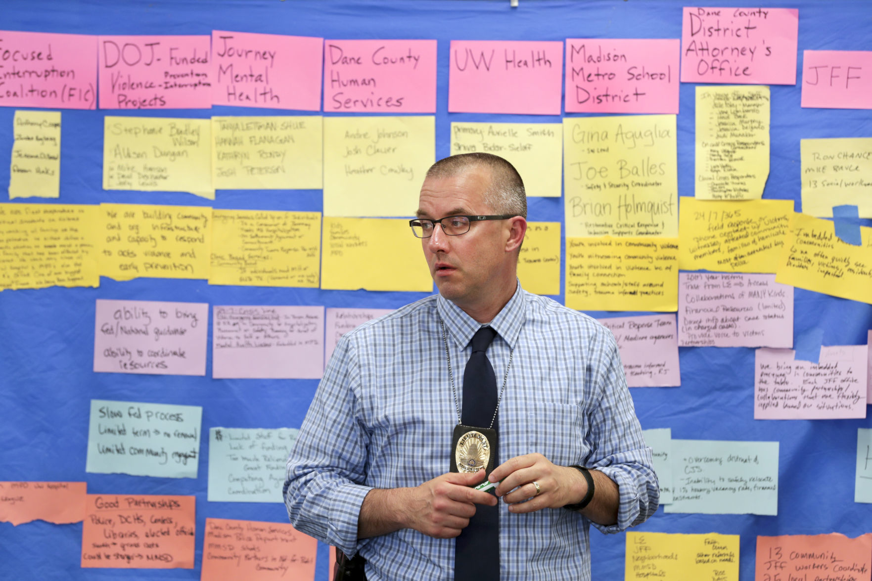 Madison Police Lt. Tim Patton with viewing board